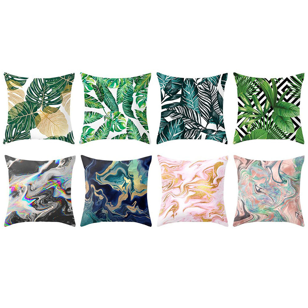 8 Pieces Leaves Printed Pillowcase Cushion Covers Sofa Home Decor WITHOUT PILLOW