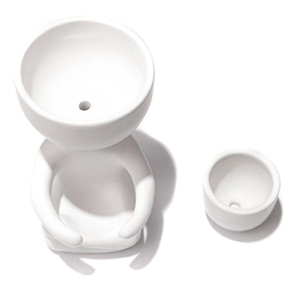 6X10CM Garden Imitation Human Shaped Ceramic Flowerpot-White
