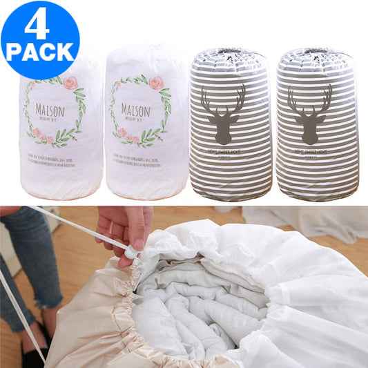 4 Pack Drawstring Quilt Organizer Bags Strip Elk Flower Loop