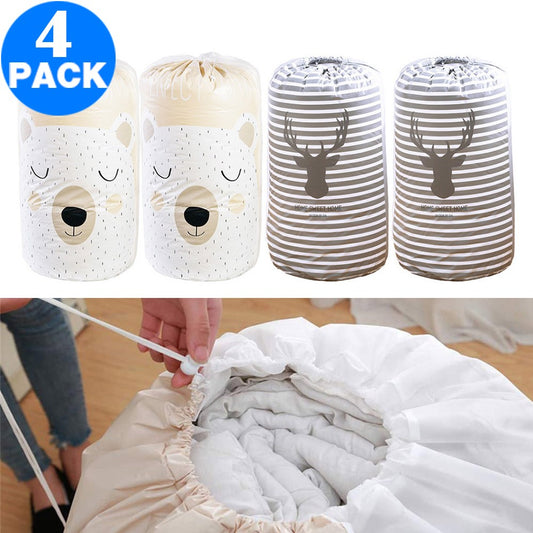 4 Pack Drawstring Quilt Organizer Bags Strip Elk Bear