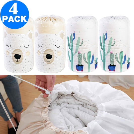 4 Pack Drawstring Quilt Organizer Bags Cactus Bear