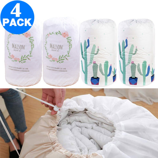 4 Pack Drawstring Quilt Organizer Bags Cactus Flower Loop