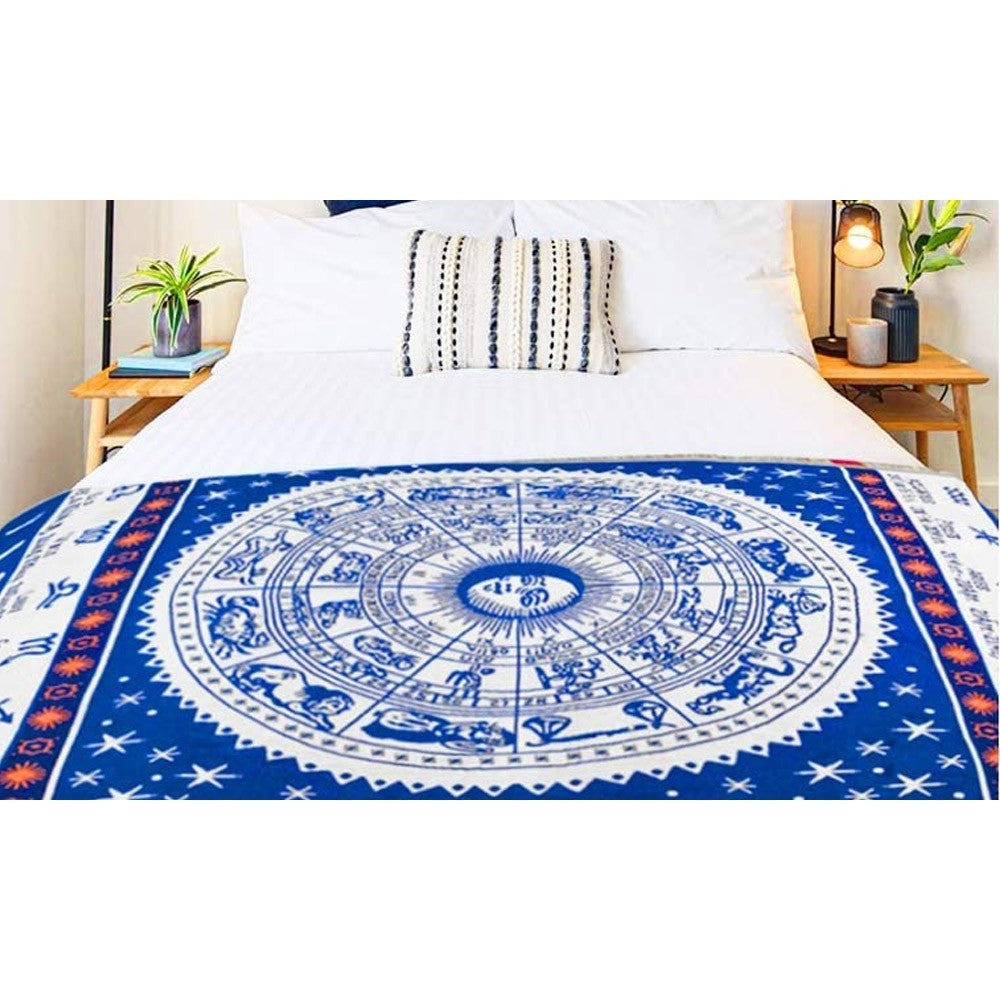 90x180cm Double Sides Boho Woven Throw Blanket for Couch Bed Blue