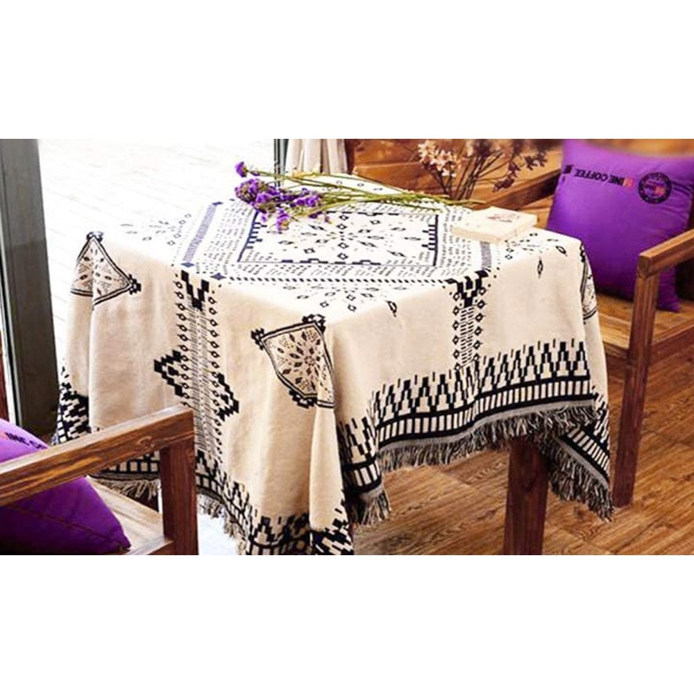 90x150cm Double Sides Boho Woven Throw Blanket for Couch Bed White