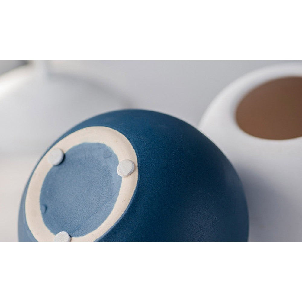 4 X Ball Shape Ceramic Flower Pots Garden Home Decor with Pot Holder