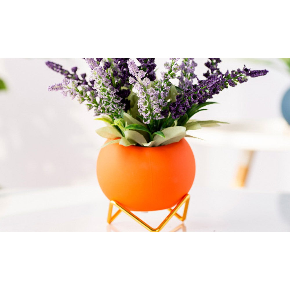 4 X Ball Shape Ceramic Flower Pots Garden Home Decor with Pot Holder