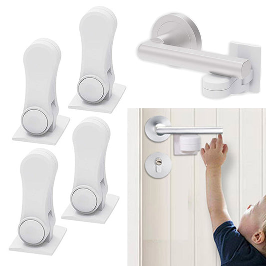 4 X Child Proof Door Lever Lock Self Adhesive Safety Door Handle Lock