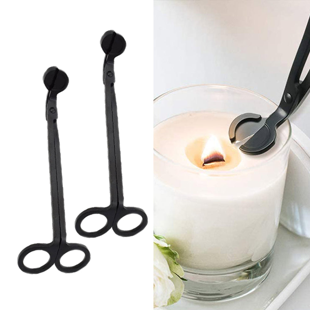 2 X Stainless Steel Candle Wick Trimmer Scissors Black