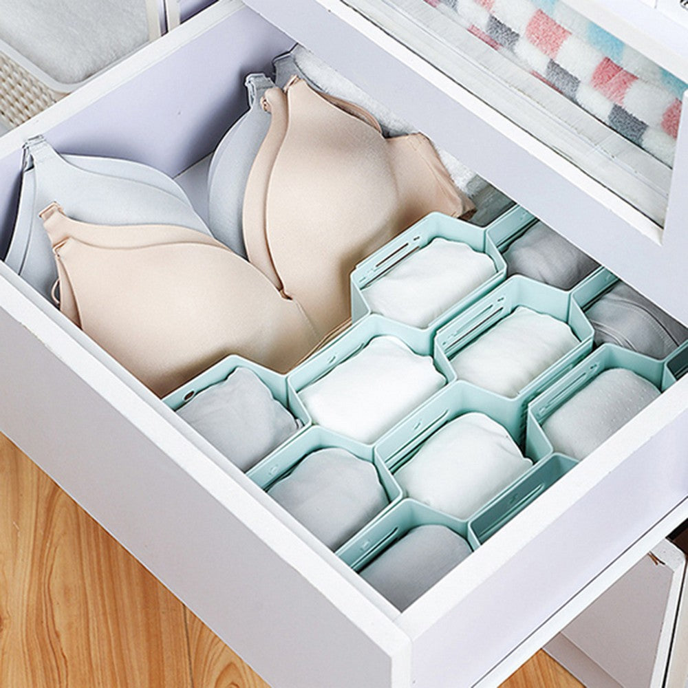 24-Pieces Blue Pink Drawer Divider Organizer Undergarment Sock Storage Holder