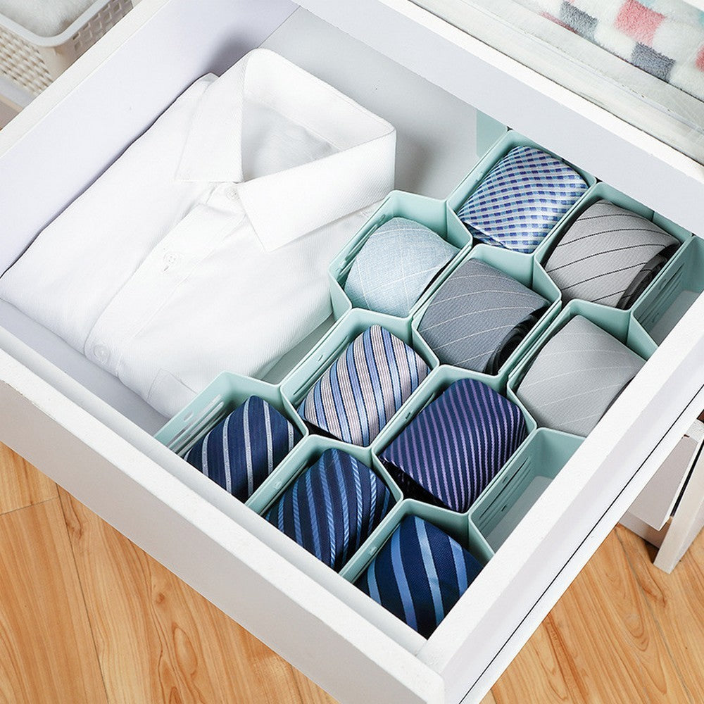 Blue 12-Pieces Drawer Divider Organizer Undergarment Sock Storage Holder