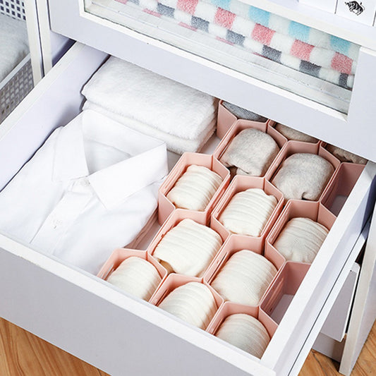Pink 12-Pieces Drawer Divider Organizer Undergarment Sock Storage Holder