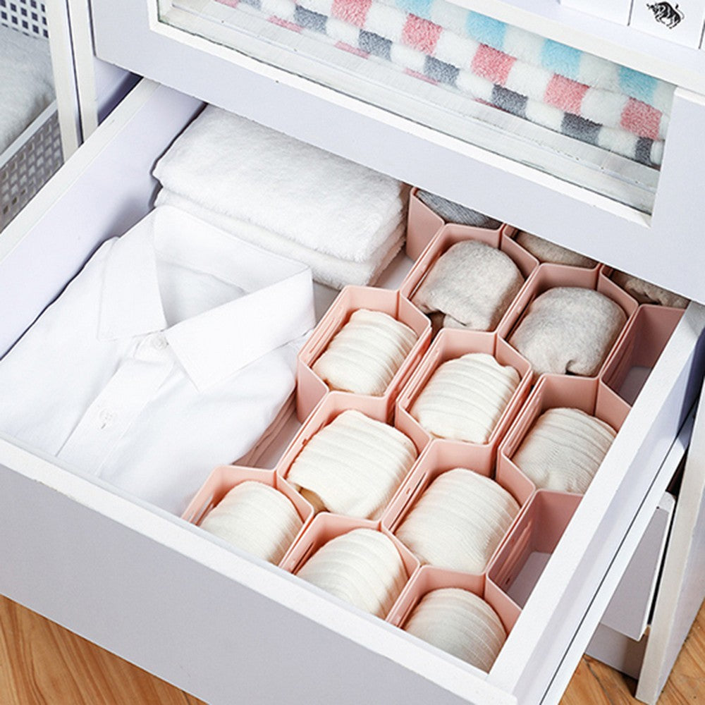 24-Pieces Blue Pink Drawer Divider Organizer Undergarment Sock Storage Holder