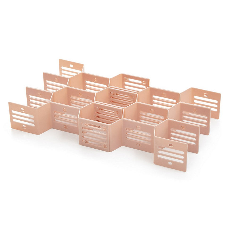 24-Pieces Pink White Drawer Divider Organizer Undergarment Sock Storage Holder