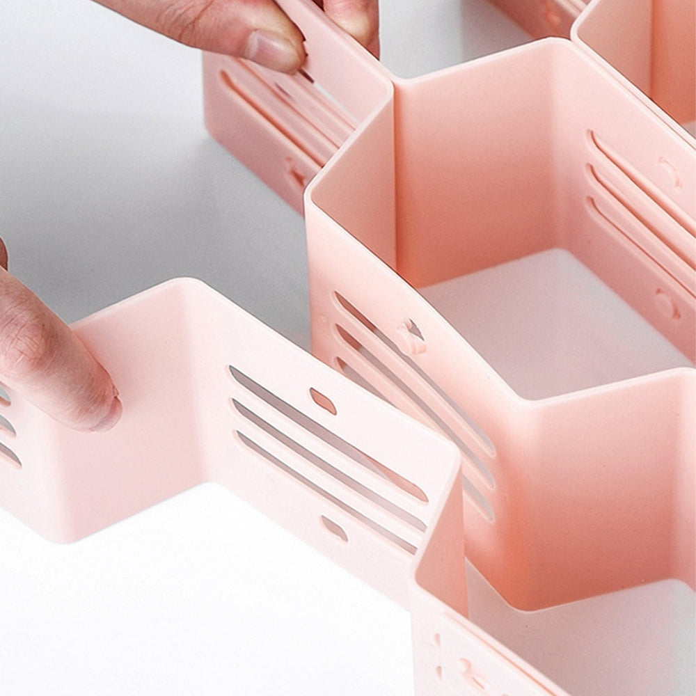 Pink 12-Pieces Drawer Divider Organizer Undergarment Sock Storage Holder
