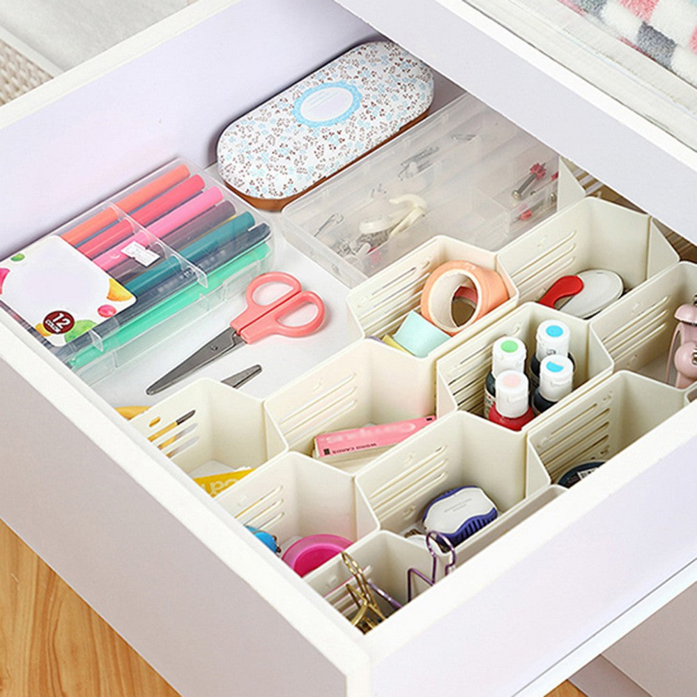 White 12-Pieces Drawer Divider Organizer Undergarment Sock Storage Holder