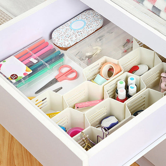 White 12-Pieces Drawer Divider Organizer Undergarment Sock Storage Holder