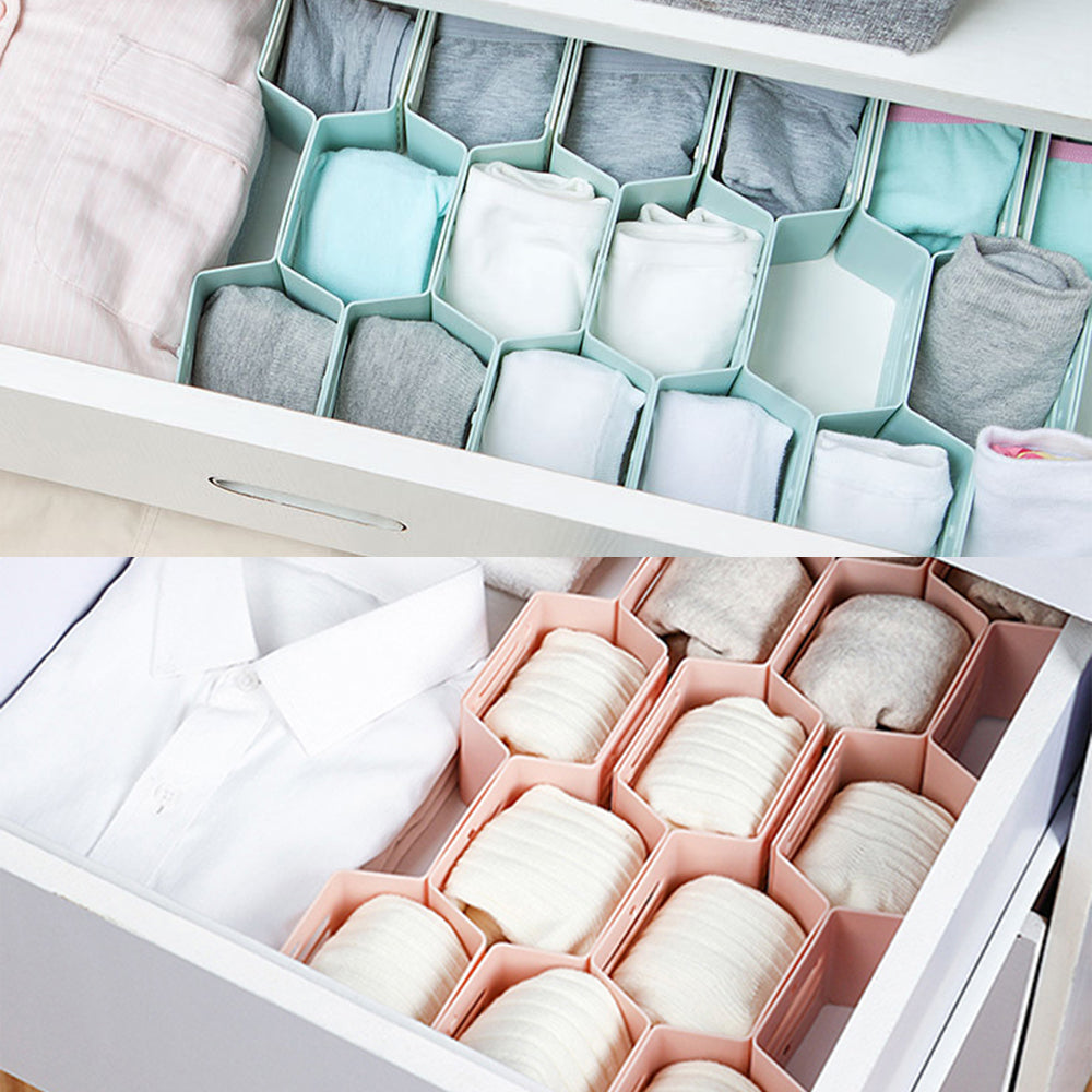 24-Pieces Blue Pink Drawer Divider Organizer Undergarment Sock Storage Holder
