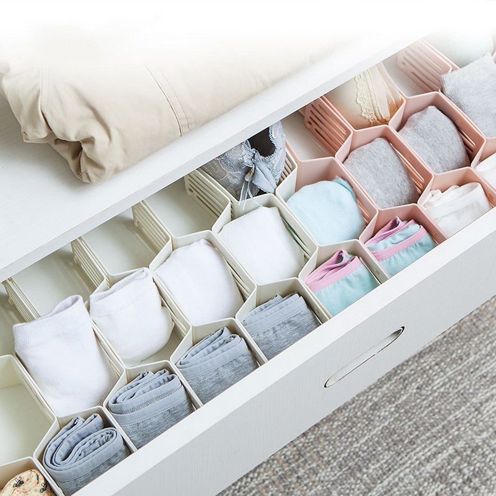 24-Pieces Pink White Drawer Divider Organizer Undergarment Sock Storage Holder