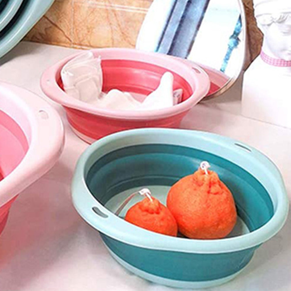 2X Small Pink Blue Multi-Purpose Collapsible Basin for Bathroom Kitchen Camping