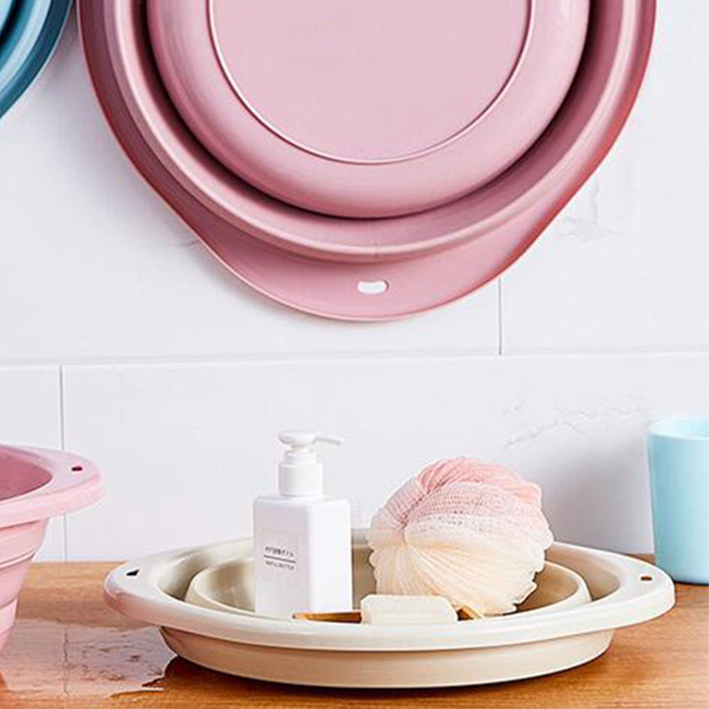 2X Large Pink Blue Multi-Purpose Collapsible Basin for Bathroom Kitchen Camping