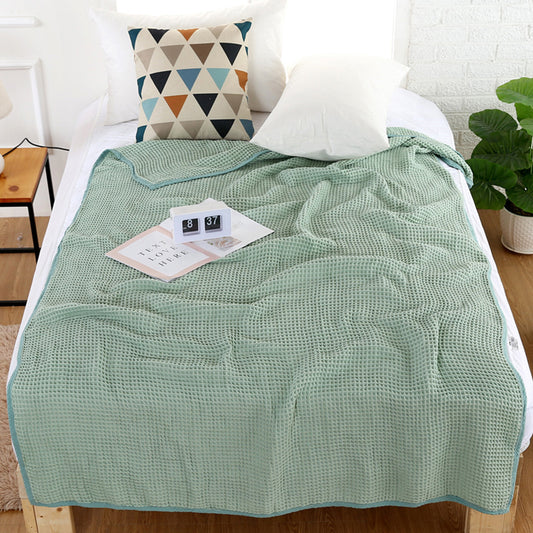 Winter Waffle Cotton Towel Blanket Bed Blanket Bedding Towel Home Decor Green