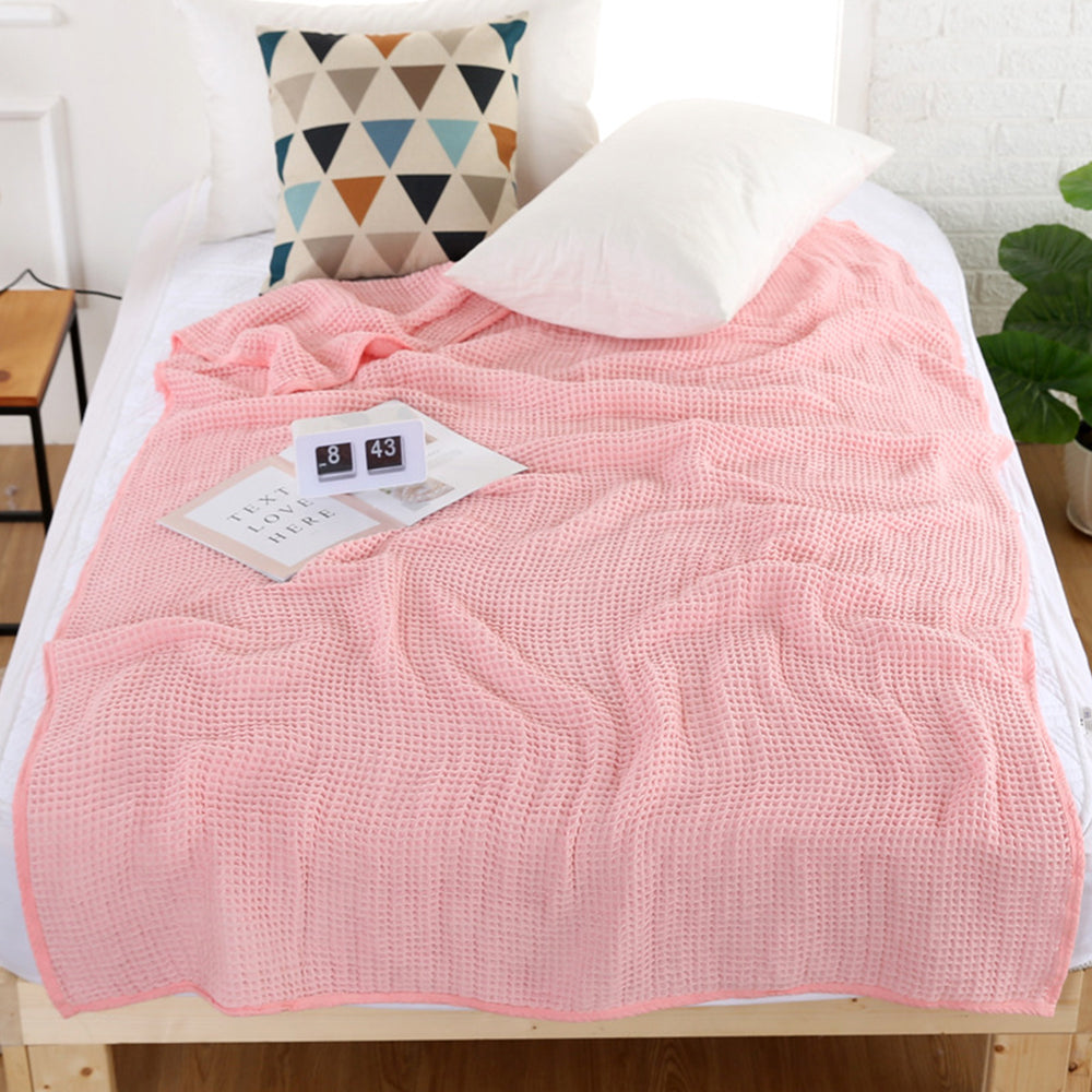 Winter Waffle Cotton Towel Blanket Bed Blanket Bedding Towel Home Decor Pink
