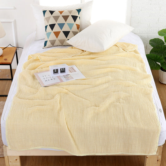 Winter Waffle Cotton Towel Blanket Bed Blanket Bedding Towel Home Decor Yellow