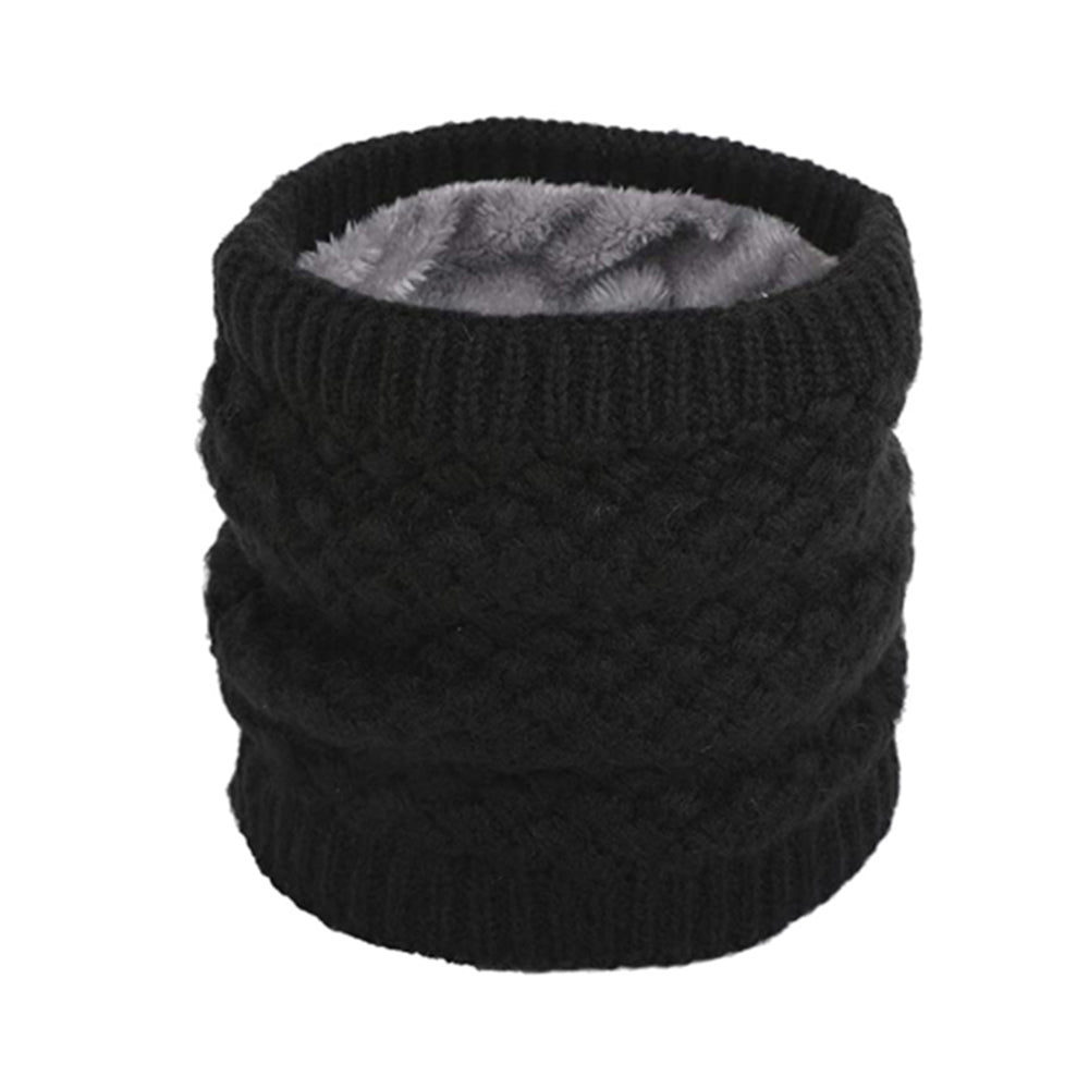 2 X Women Winter Neck Warmer Knitted Fleece-Lined Head Neck Warmer Black Khaki
