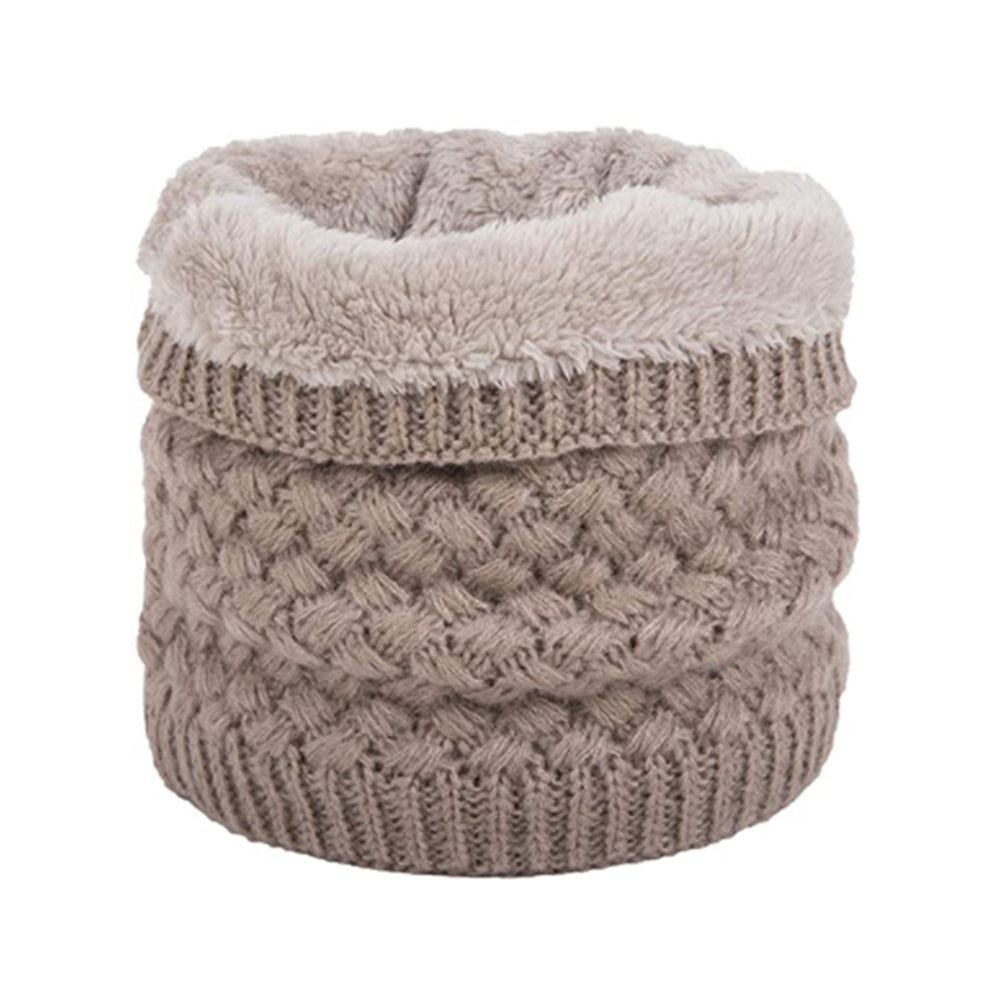 2 X Women Winter Neck Warmer Knitted Fleece-Lined Head Neck Warmer Black Khaki