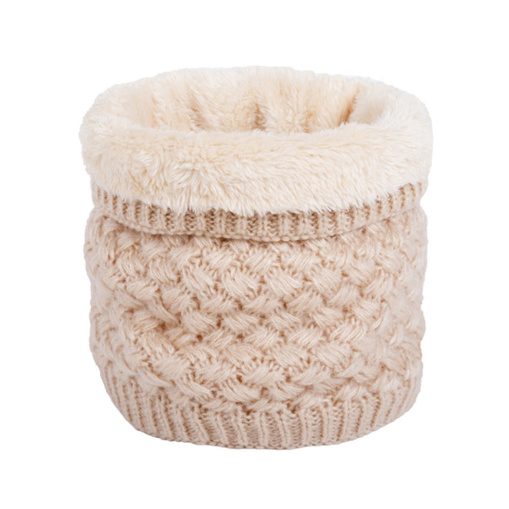 2 X Women Winter Neck Warmer Knitted Fleece-Lined Head Neck Warmer Black Beige