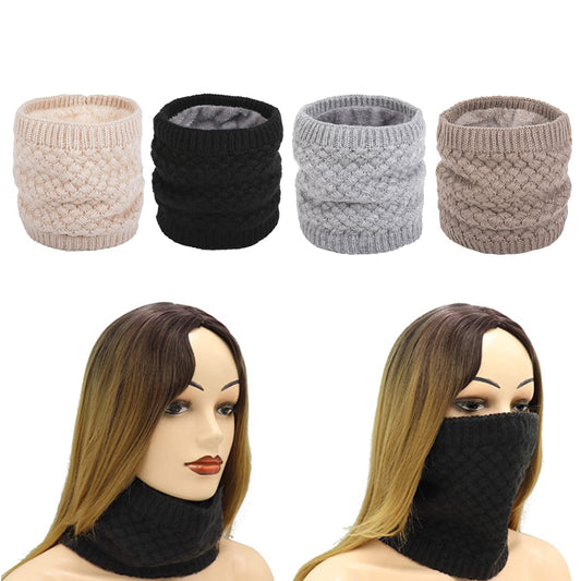 4 X Women Winter Neck Warmer Knitted Fleece-Lined Head Neck Warmer Set A