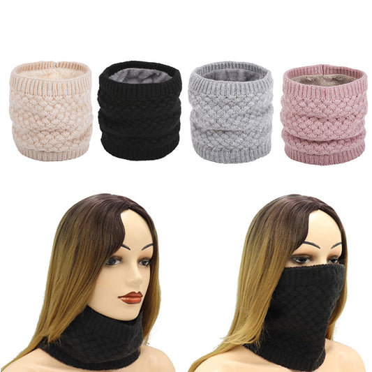 4 X Women Winter Neck Warmer Knitted Fleece-Lined Head Neck Warmer Set B
