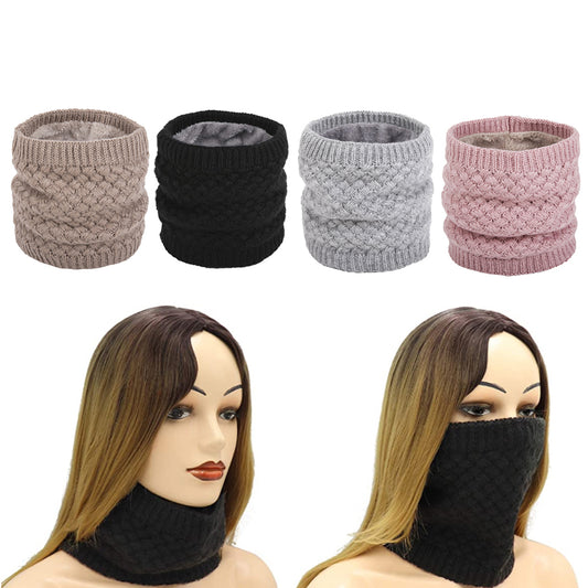 4 X Women Winter Neck Warmer Knitted Fleece-Lined Head Neck Warmer Set C