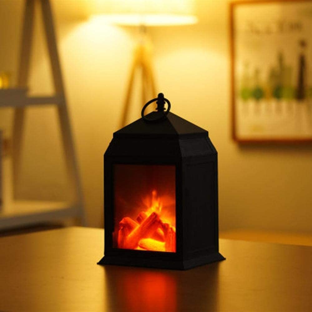 Large Lamp Home Decor Flameless Fireplace Lantern Night Light