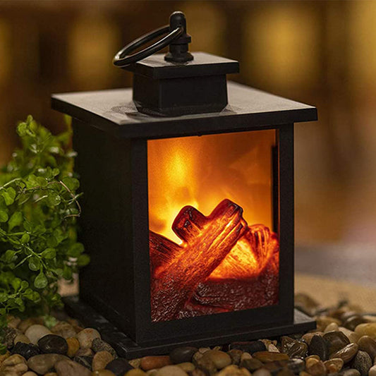 Small Lamp Home Decor Flameless Fireplace Lantern Night Light