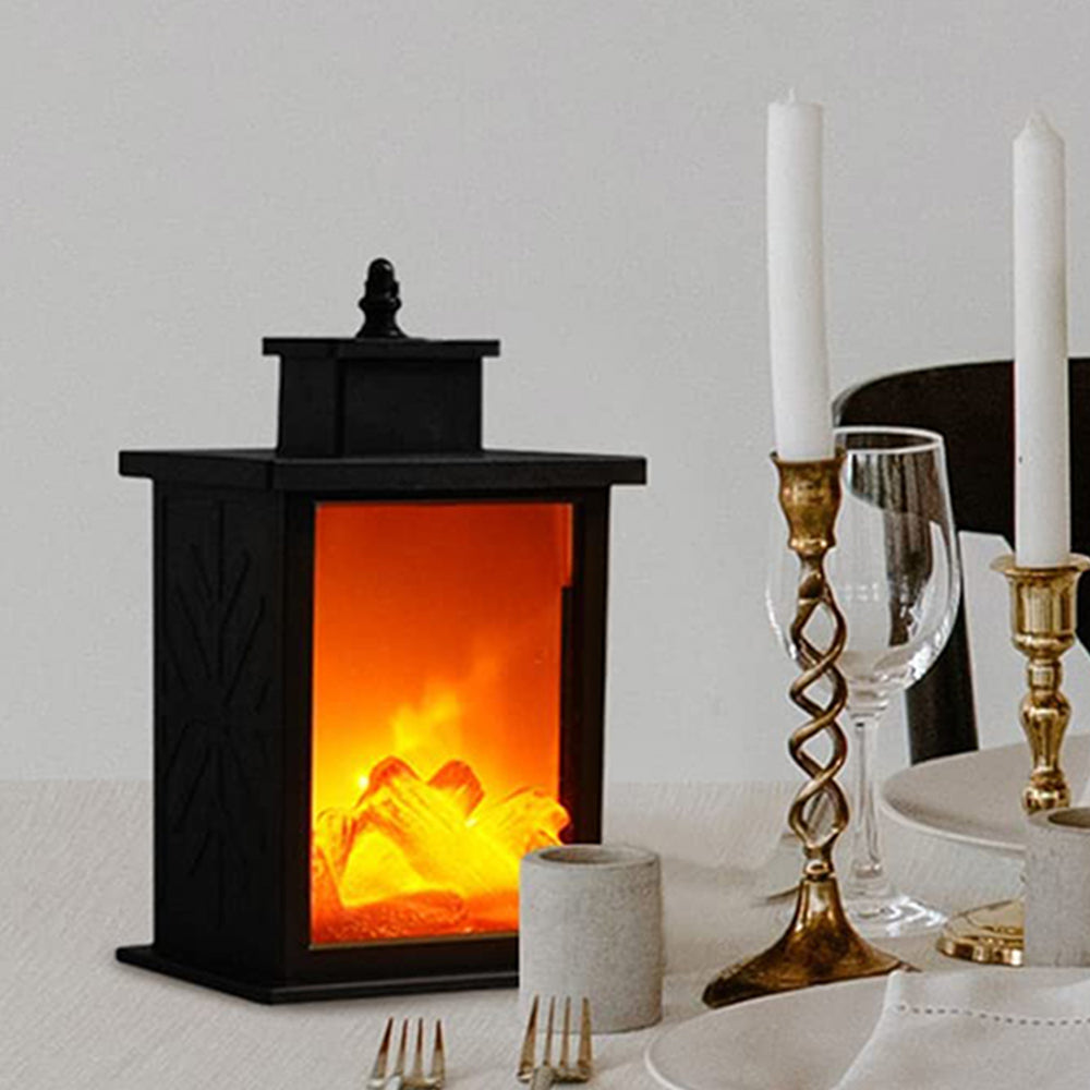 Small Lamp Home Decor Flameless Fireplace Lantern Night Light