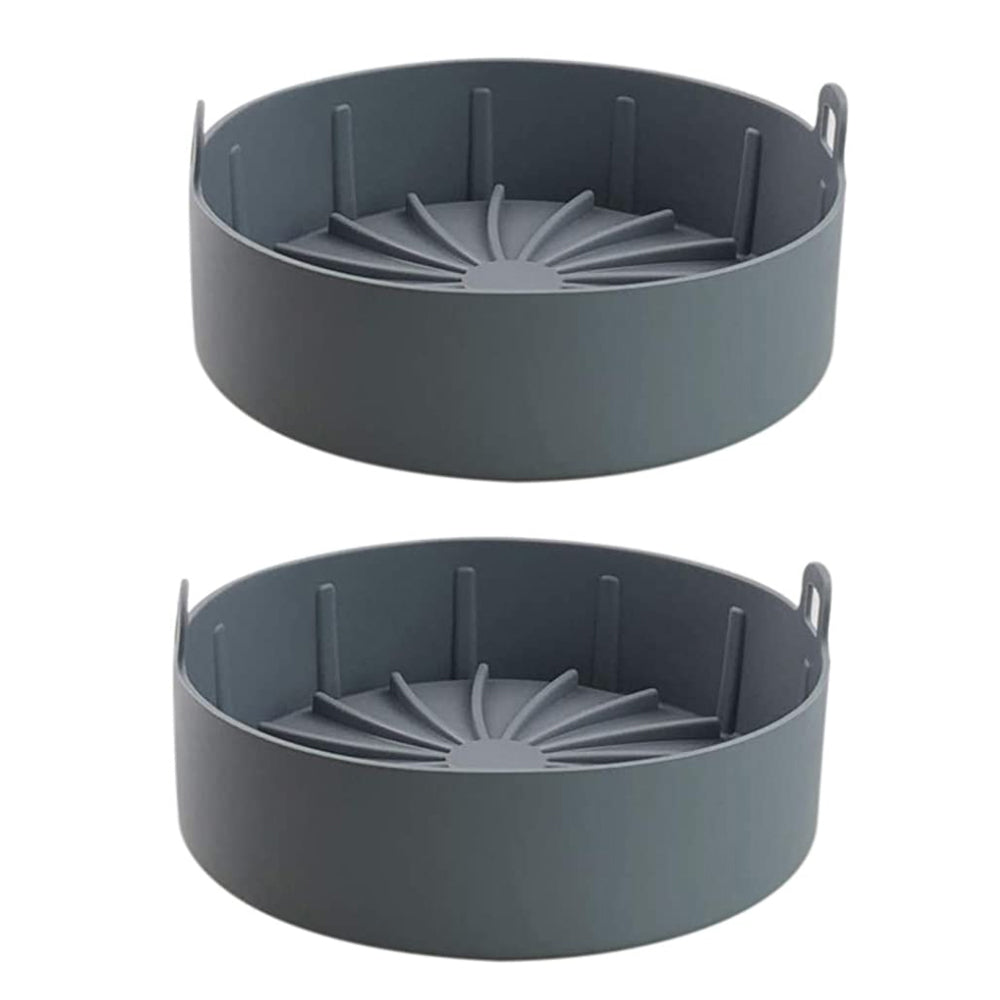 2X 16CM FDA Certified Silicone Reusable Air Fryer Pot Air Fryer Mat Grey