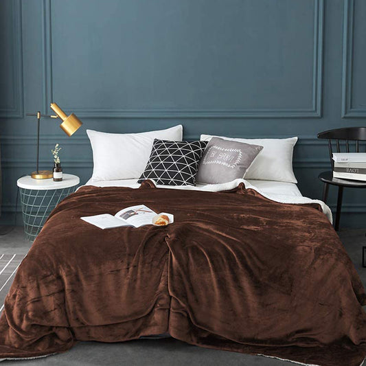 100x120cm Coffee Blanket Reversible Flannel Fleece Throw Blanket Winter Warm Blanket Home Decor for Bedroom