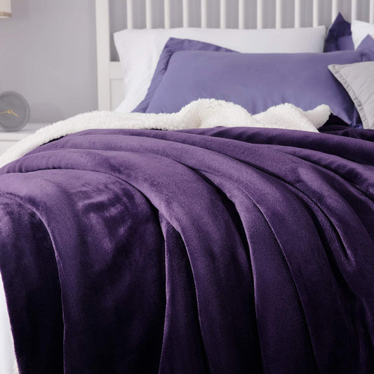 180x200cm Purple Blanket Reversible Flannel Fleece Throw Blanket Winter Warm Blanket Home Decor for Bedroom