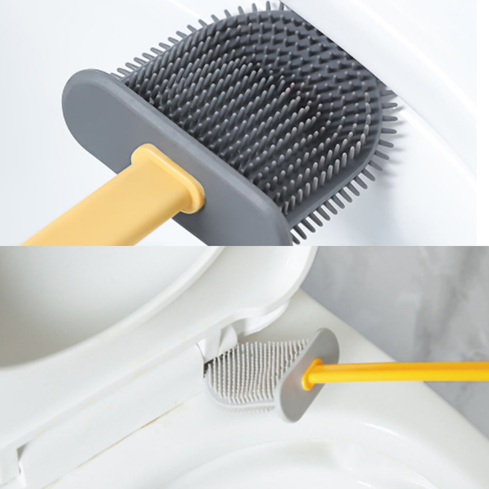 2X Blue Grey Cloud Pattern Soft TPR Toilet Brushes with Holder Home Bedroom Cleaning Tools