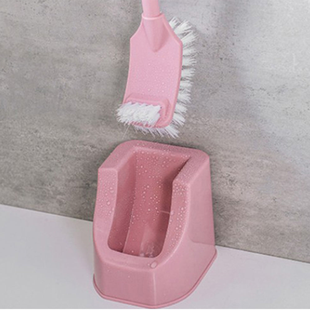 2 Pack Pink Blue Plastic Double-sided Toilet Bowl Brush and Holder Cleaning Tools
