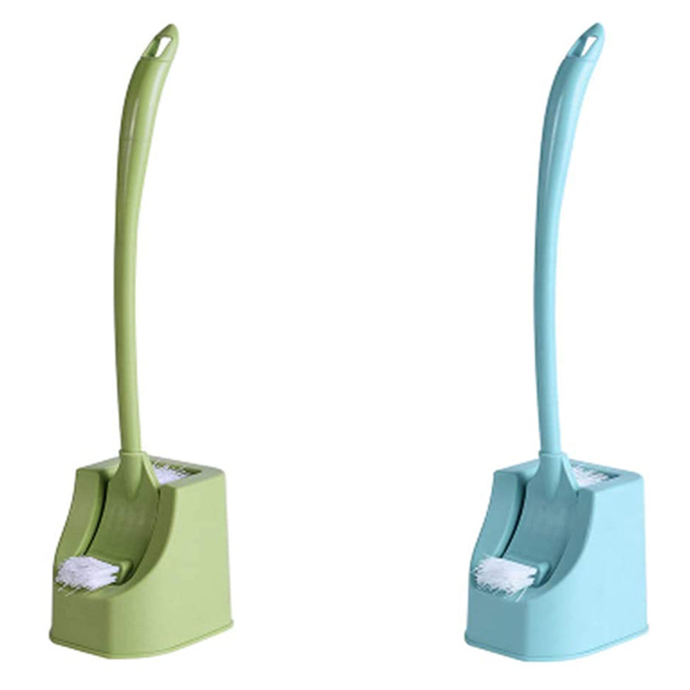 2 Pack Green Blue Plastic Double-sided Toilet Bowl Brush and Holder Cleaning Tools
