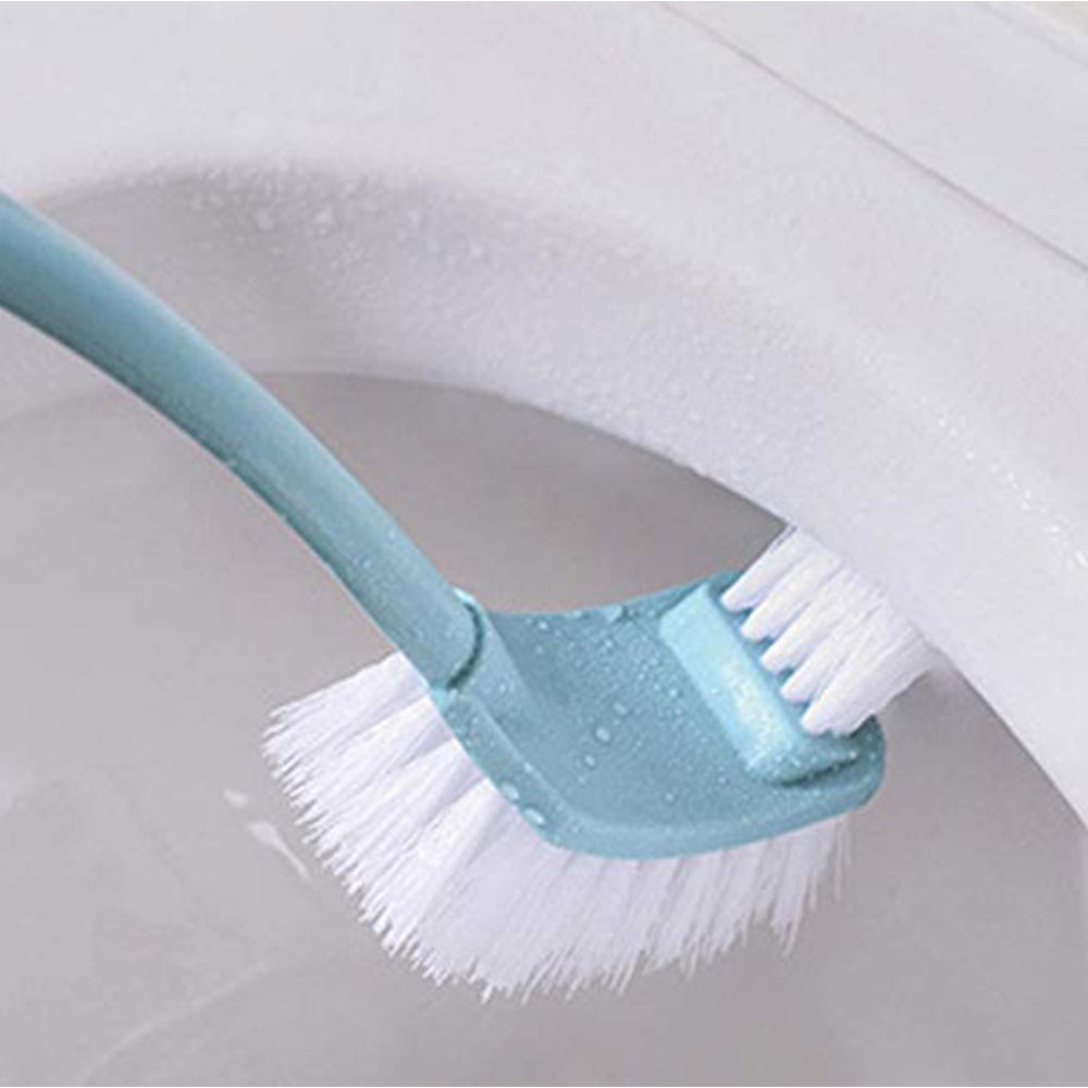 2 Pack Green Blue Plastic Double-sided Toilet Bowl Brush and Holder Cleaning Tools