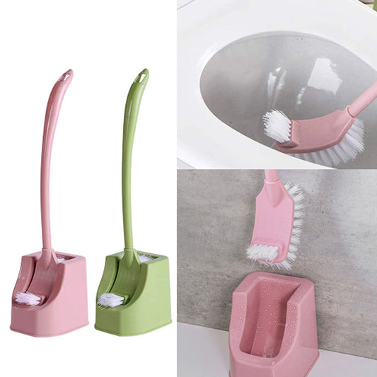2 Pack Pink Green Plastic Double-sided Toilet Bowl Brush and Holder Cleaning Tools