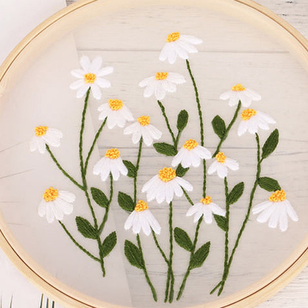 2X Style 1+2 DIY Plants Pattern Transparent Embroidery Kit Beginner Craft Set