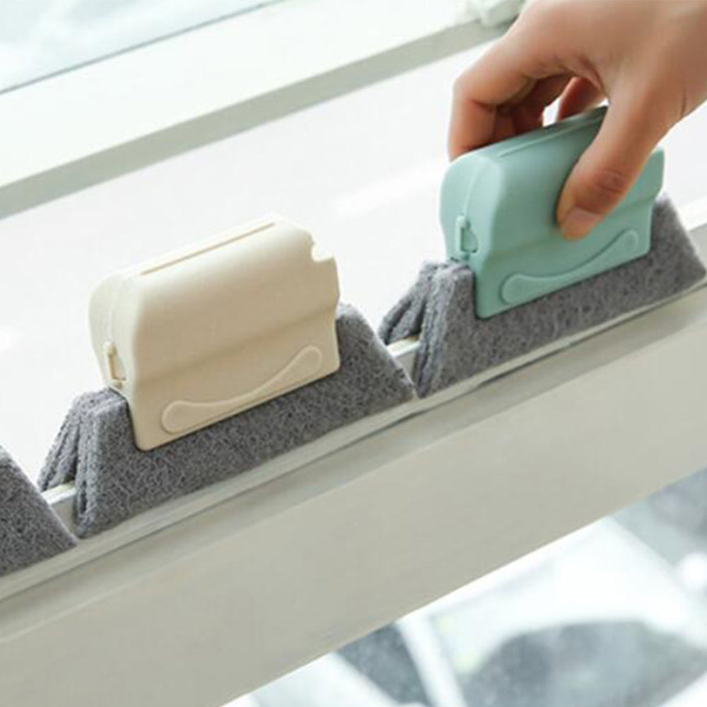 3 Pieces Window Gaps Cleaning Tools Brushes with 4 Pieces Refill Pads Set