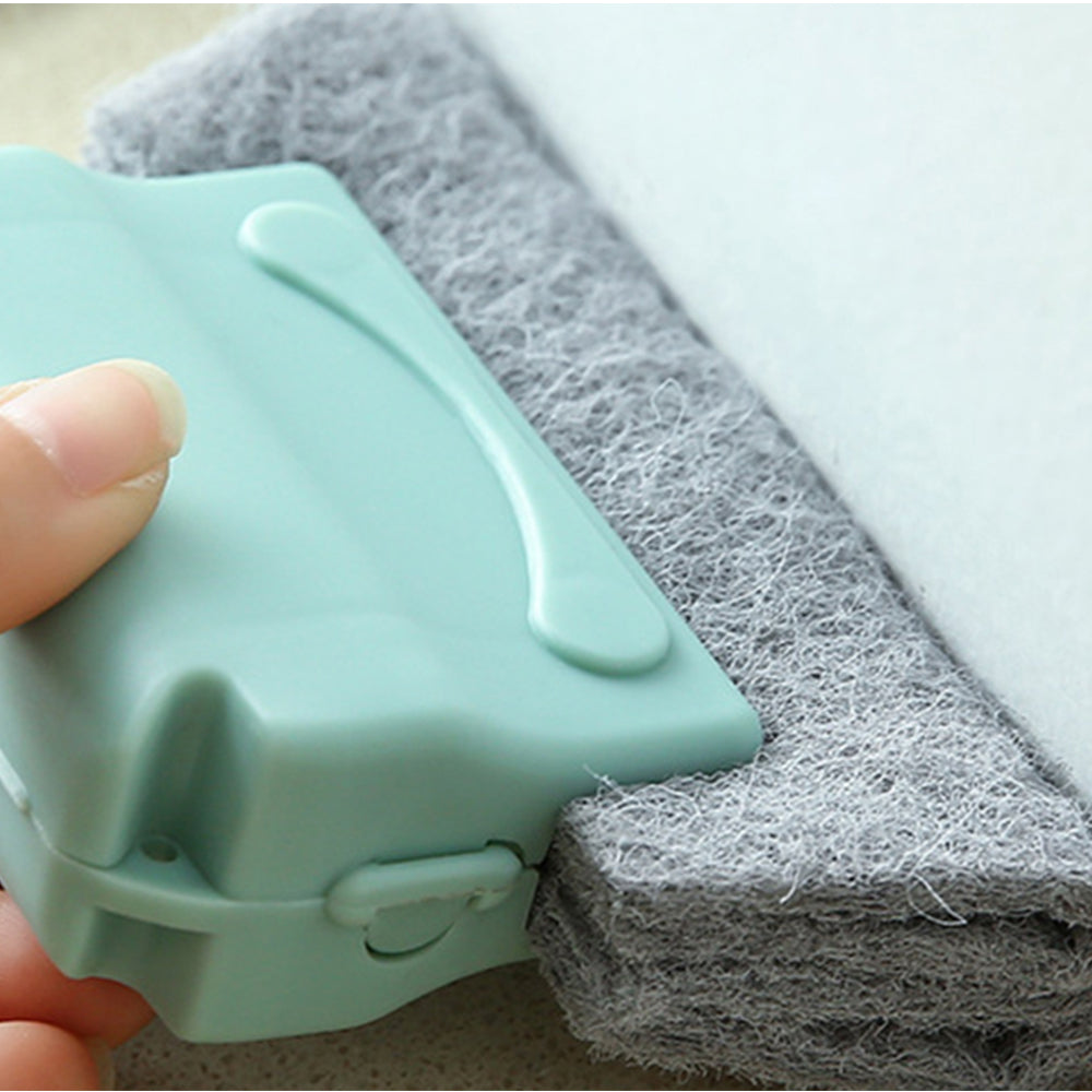 3 Pieces Window Gaps Cleaning Tools Brushes with 4 Pieces Refill Pads Set