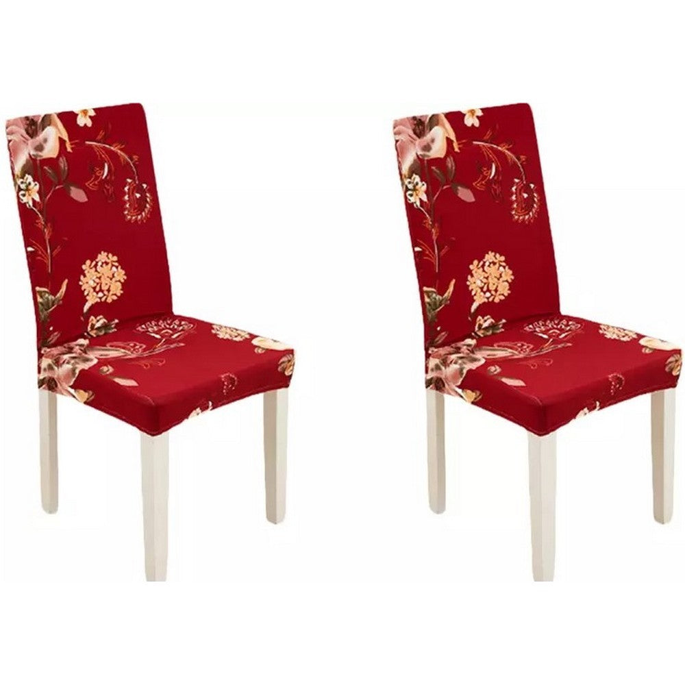 2 X Floral Printed Stretch Chair Covers Dust Protection Covers Home Decor Style 3