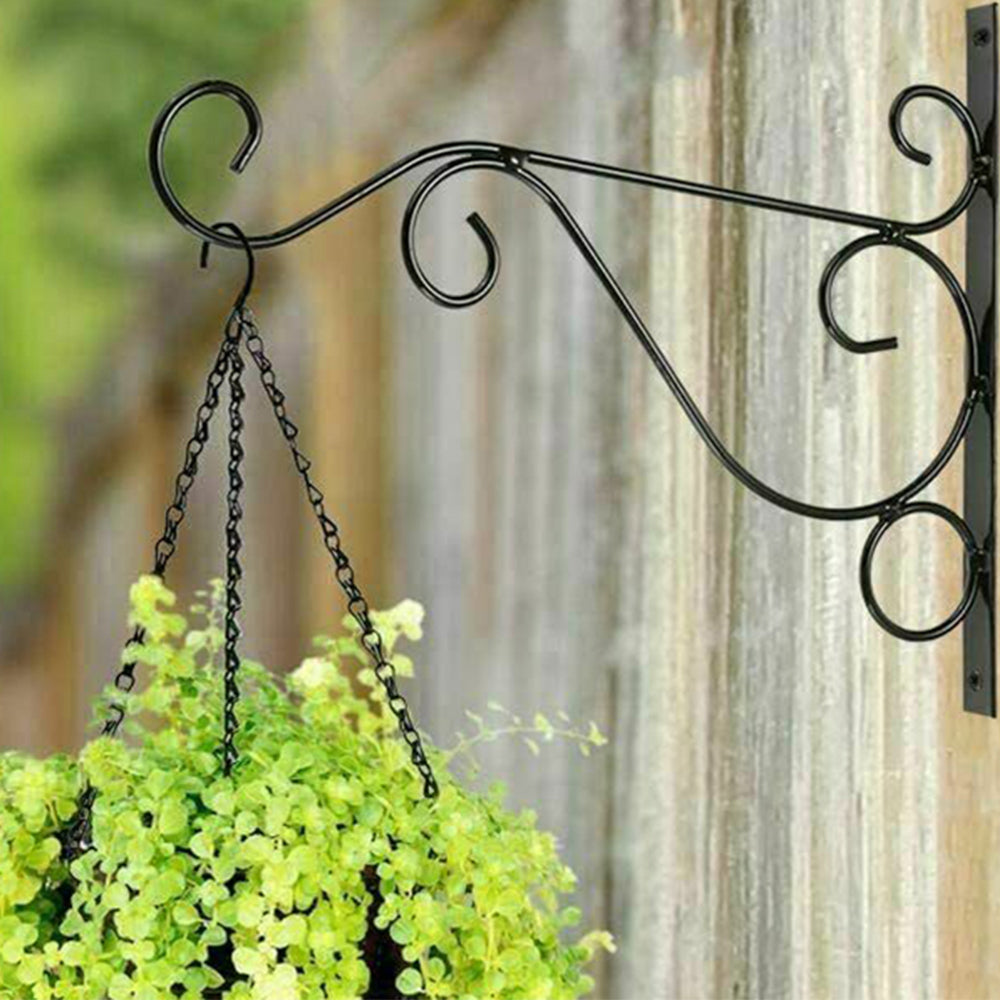 4Pcs Black Metal Wall Mount Plant Hangers Bird Feeder Hanging Brackets