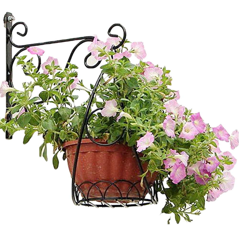 4Pcs Black Metal Wall Mount Plant Hangers Bird Feeder Hanging Brackets